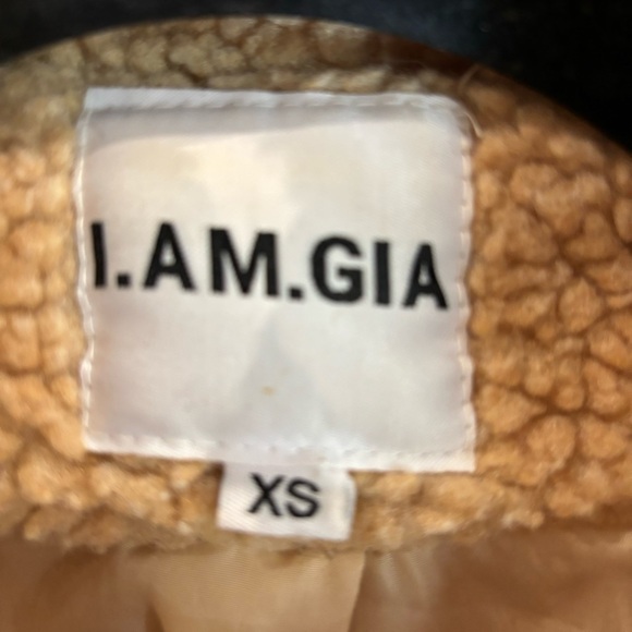 I AM GIA Sz XS Oversized Sherpa Teddy Tan Colourway Patch Pockets Jacket Coat - Picture 7 of 12